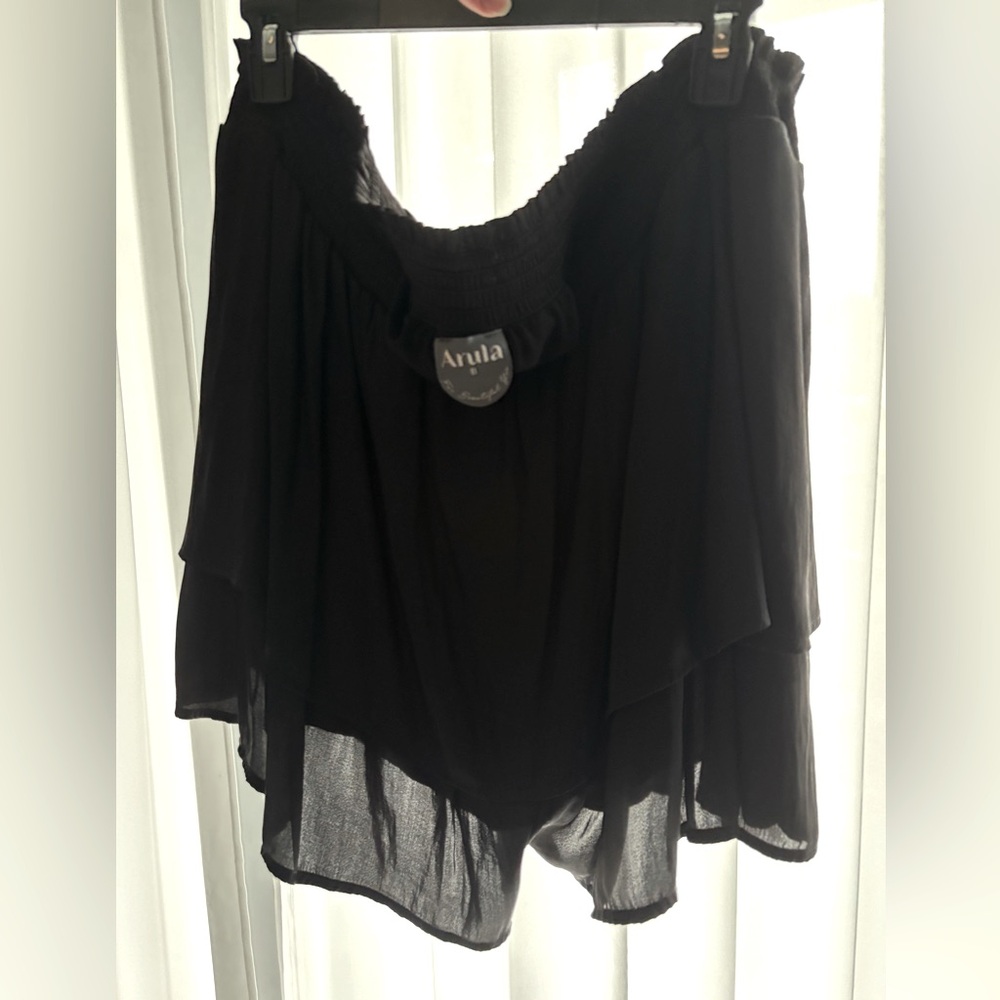 Arula Elegant Black Flowy Skort Plus Size 2x